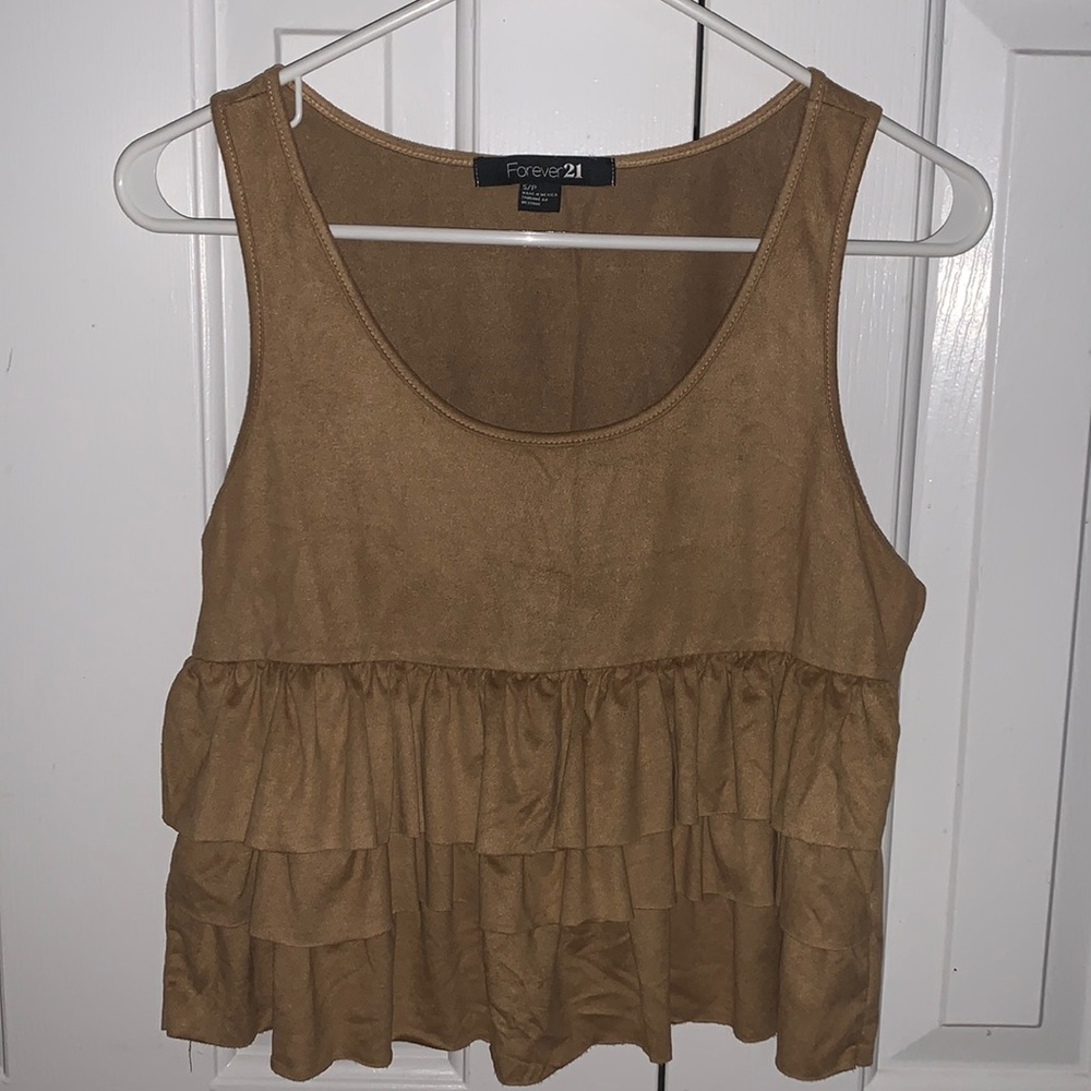 Forever 21 faux suede tiered peplum tank top